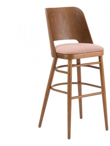 mcm-moon bs Mid Century Modern European Beechwood Commercial Hospitality upholstered wood bar stool